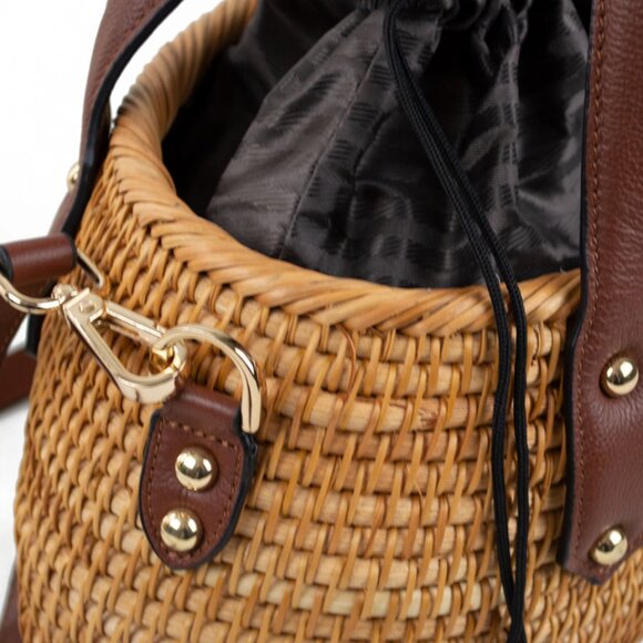 Pulicati Handmade Women Bag 2 Handled Basket Sinch Bag - Picture 6 of 10